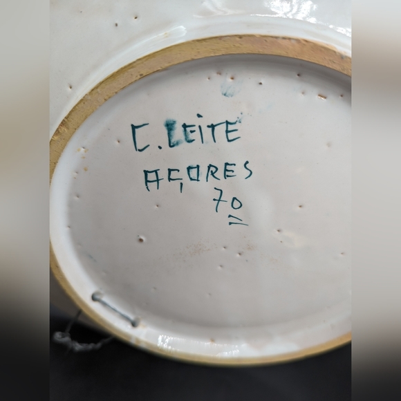 Vintage Azores Pottery Wall Plate Hand Crafted C. Leite Acores - Picture 2 of 9